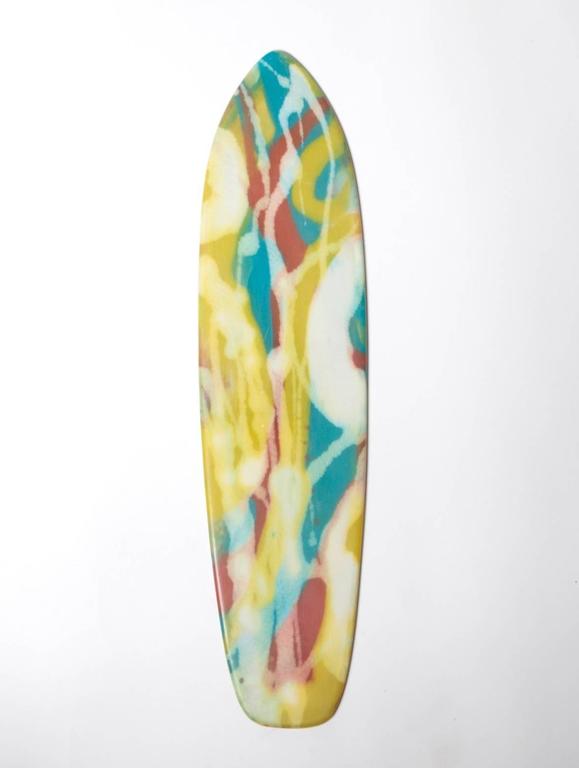 Six Colorful Fiberglass Skateboard Decks Made from Vintage Fabrics
