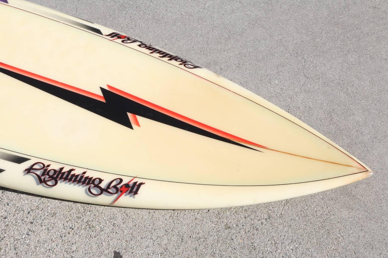 Lightning Bolt Surfboard with Black and Red Bolt, 1980s 2