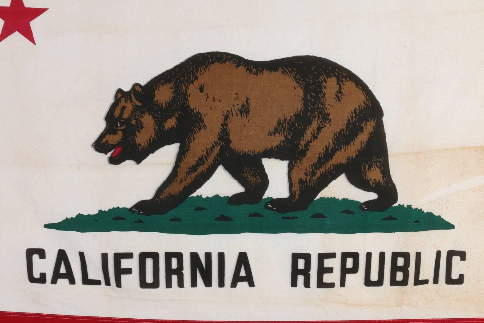 Mid-20th Century Original Vintage Cotton California Flag