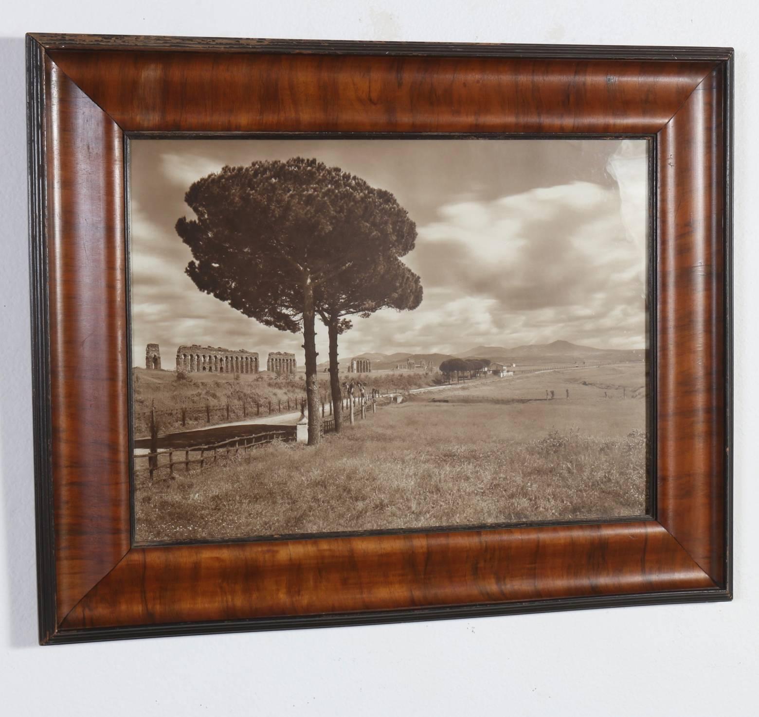 Italian Landscape Photograph,  Early 1900s Roman Aqueduct, Acueducto Romano In Good Condition For Sale In Los Angeles, CA