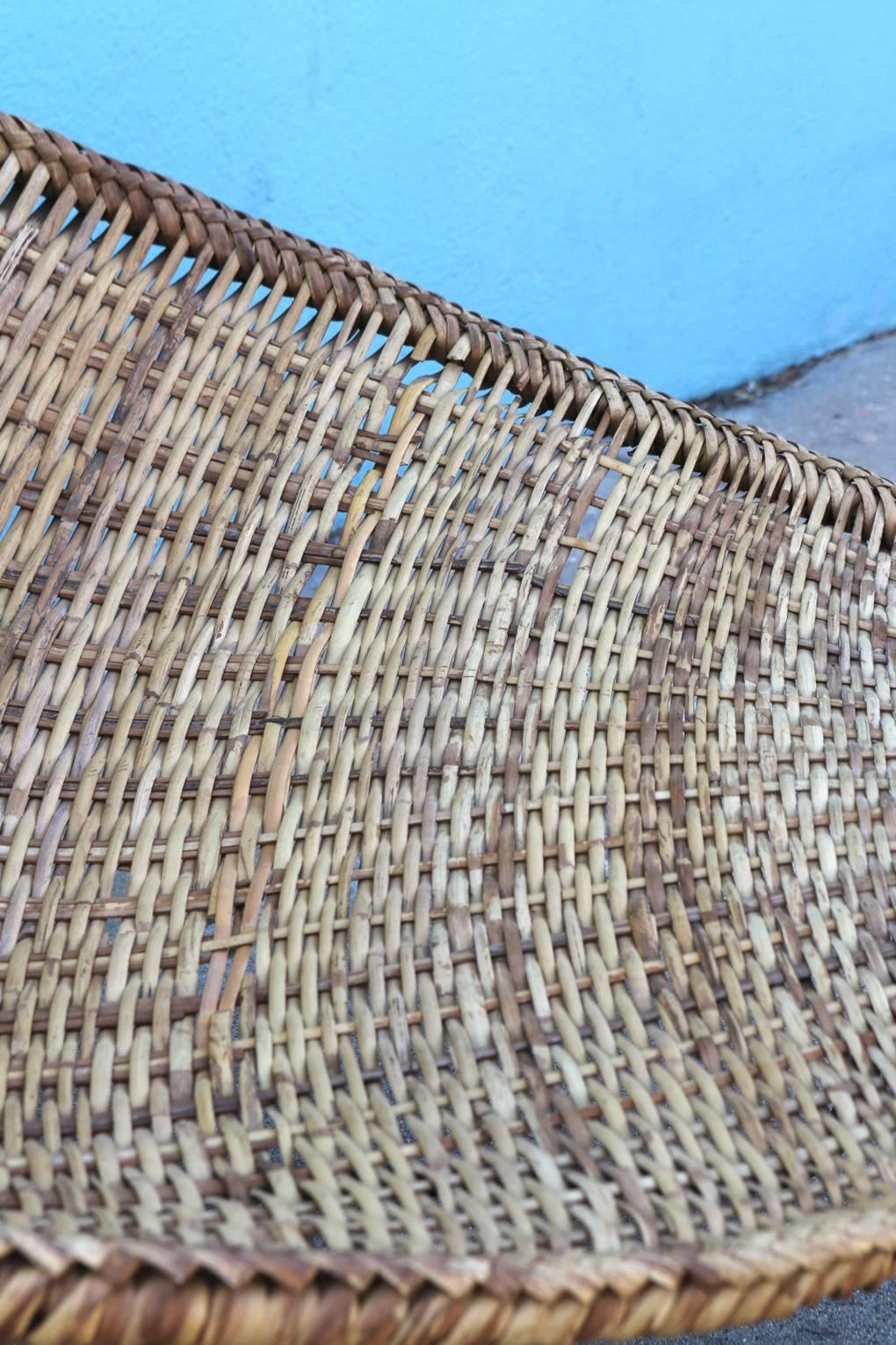 Danny Ho Fong Tropi-Cal Rattan and Iron Sling Lounge Chair In Fair Condition In Los Angeles, CA