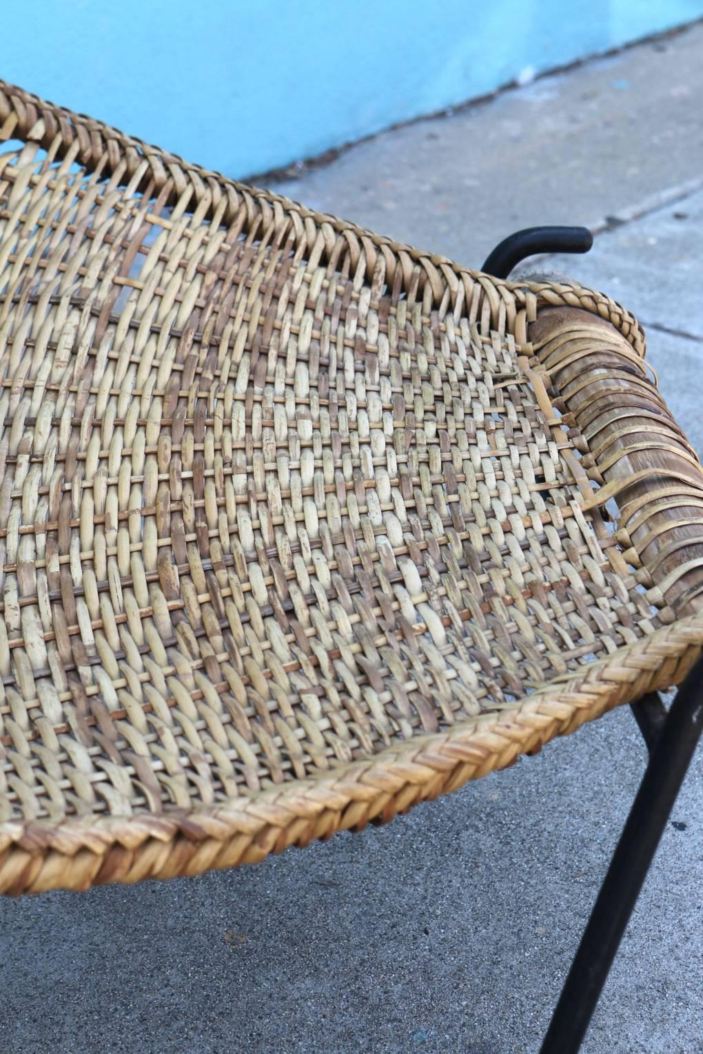 Mid-20th Century Danny Ho Fong Tropi-Cal Rattan and Iron Sling Lounge Chair