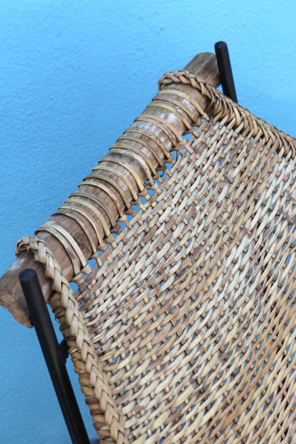 Danny Ho Fong Tropi-Cal Rattan and Iron Sling Lounge Chair 1