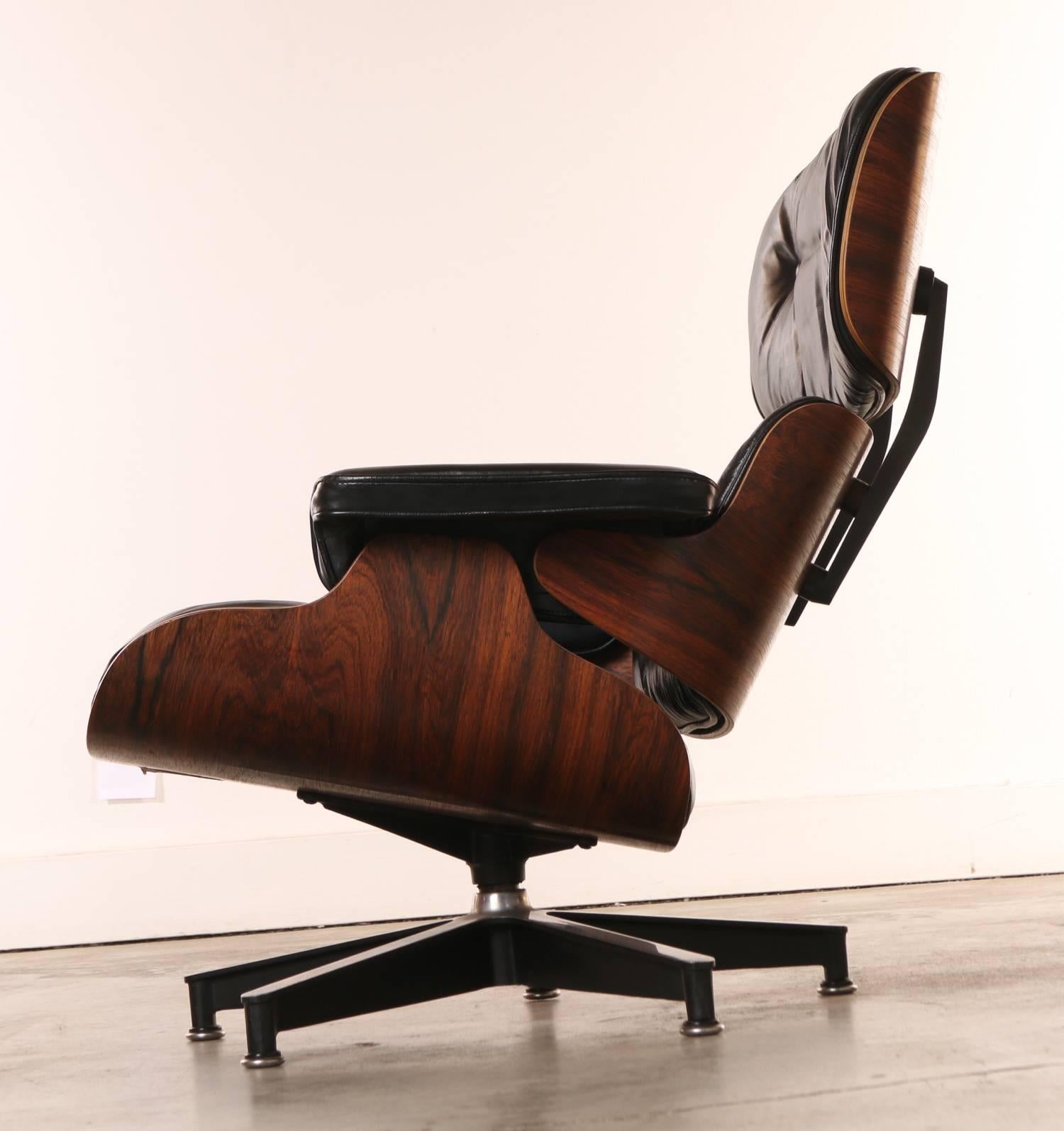 Molded Eames Rosewood Lounge Chair and Ottoman, Historically Important Venice CA 1960s