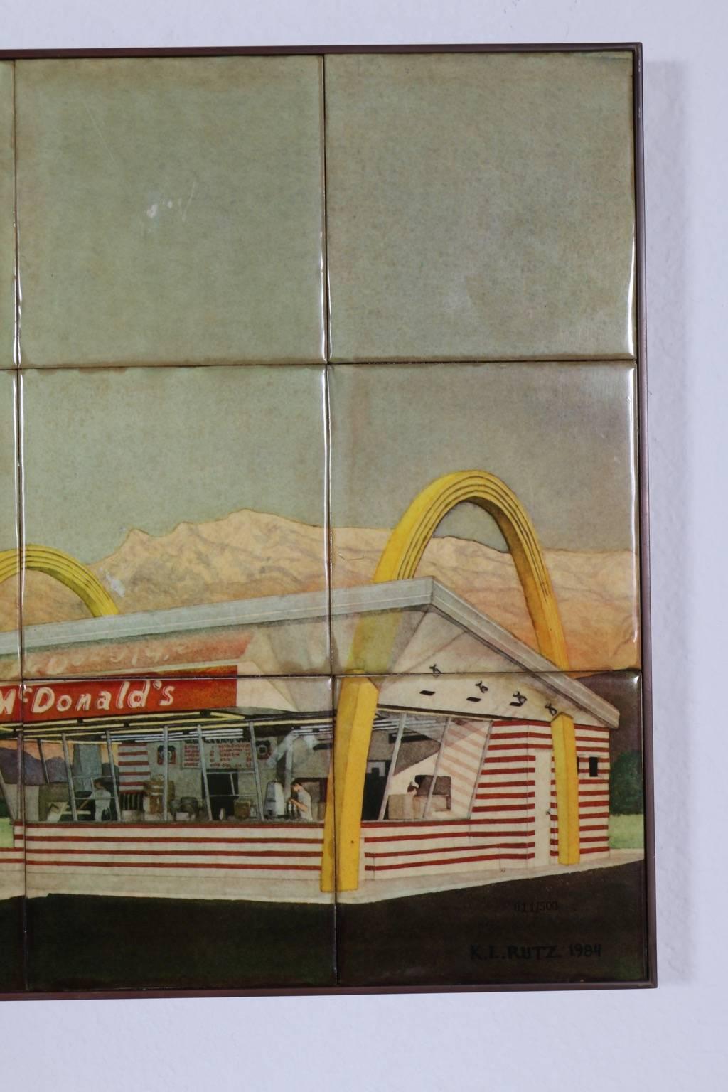 Rare McDonald's Commemorative Ceramic Tile Plaque, 1984 In Good Condition In Los Angeles, CA