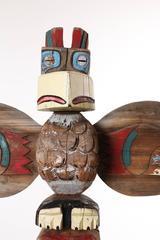 All Original Colorful Folk Art Totem Pole, Large, 1979