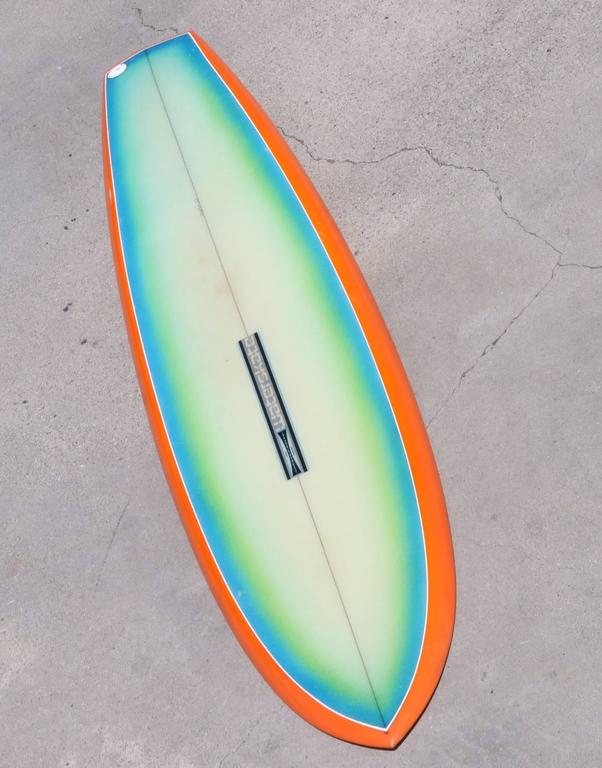 Vintage blue green Waterskate Airbrushed Surfboard by Gordon and Smith