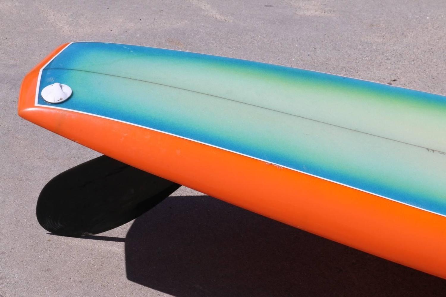 Vintage blue green Waterskate Airbrushed Surfboard by Gordon and Smith