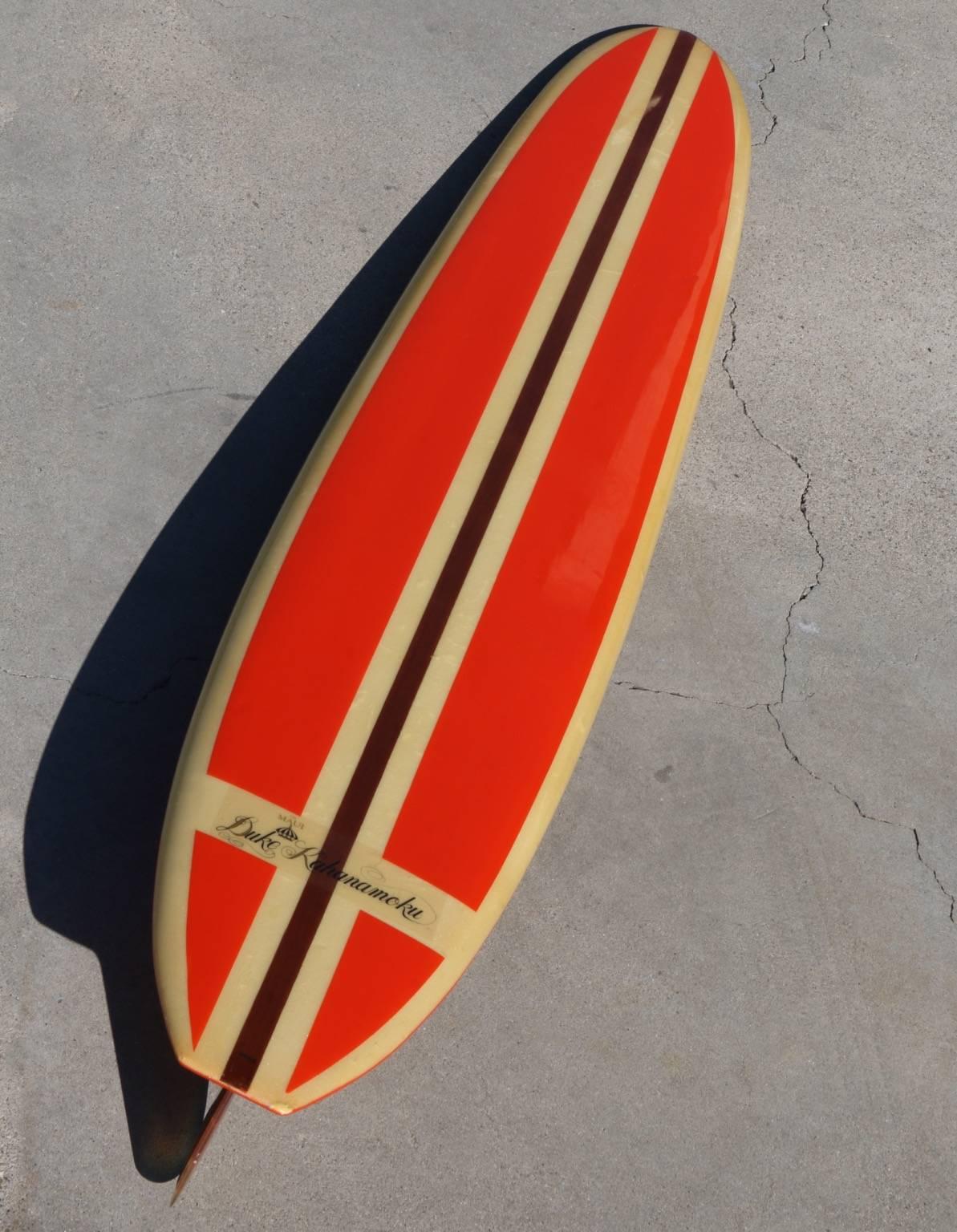 Mid-Century Modern Duke Kahanamoku All Original 1965 Surfboard, Near Mint