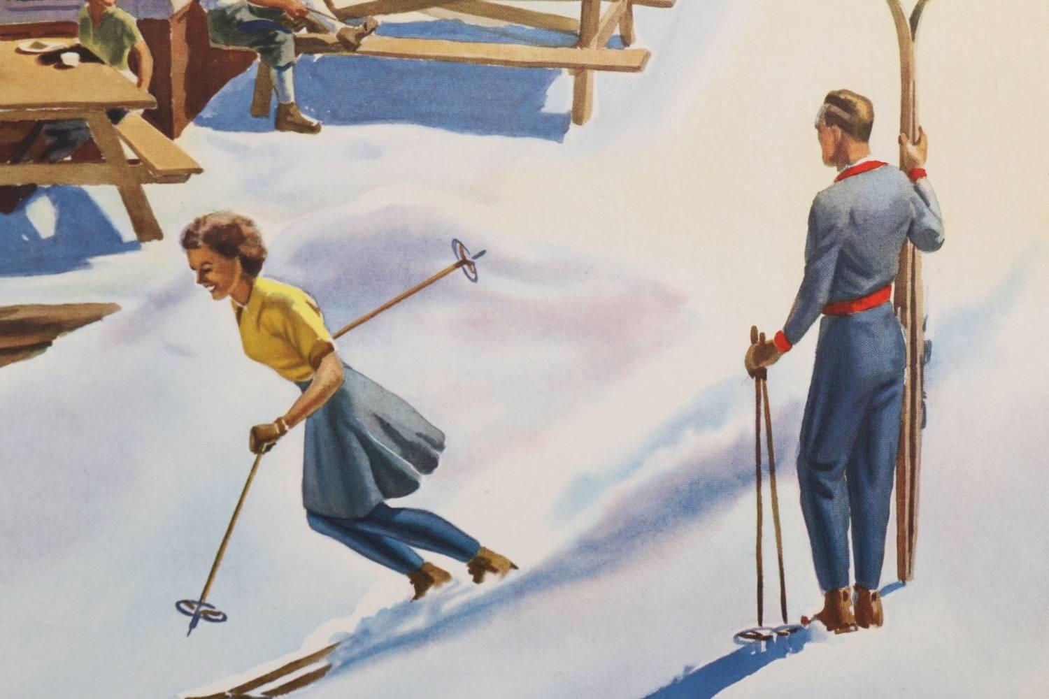 Sun Valley Idaho Original Ski Poster 1940s, Rare and Important In Excellent Condition For Sale In Los Angeles, CA