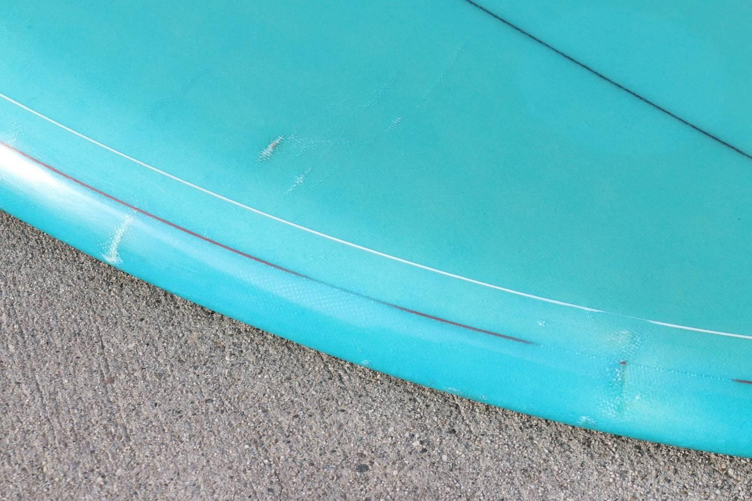 Plastic Fantastic Solid Turquoise Blue, Short Board Surfboard Circa 1970s  In Good Condition In Los Angeles, CA