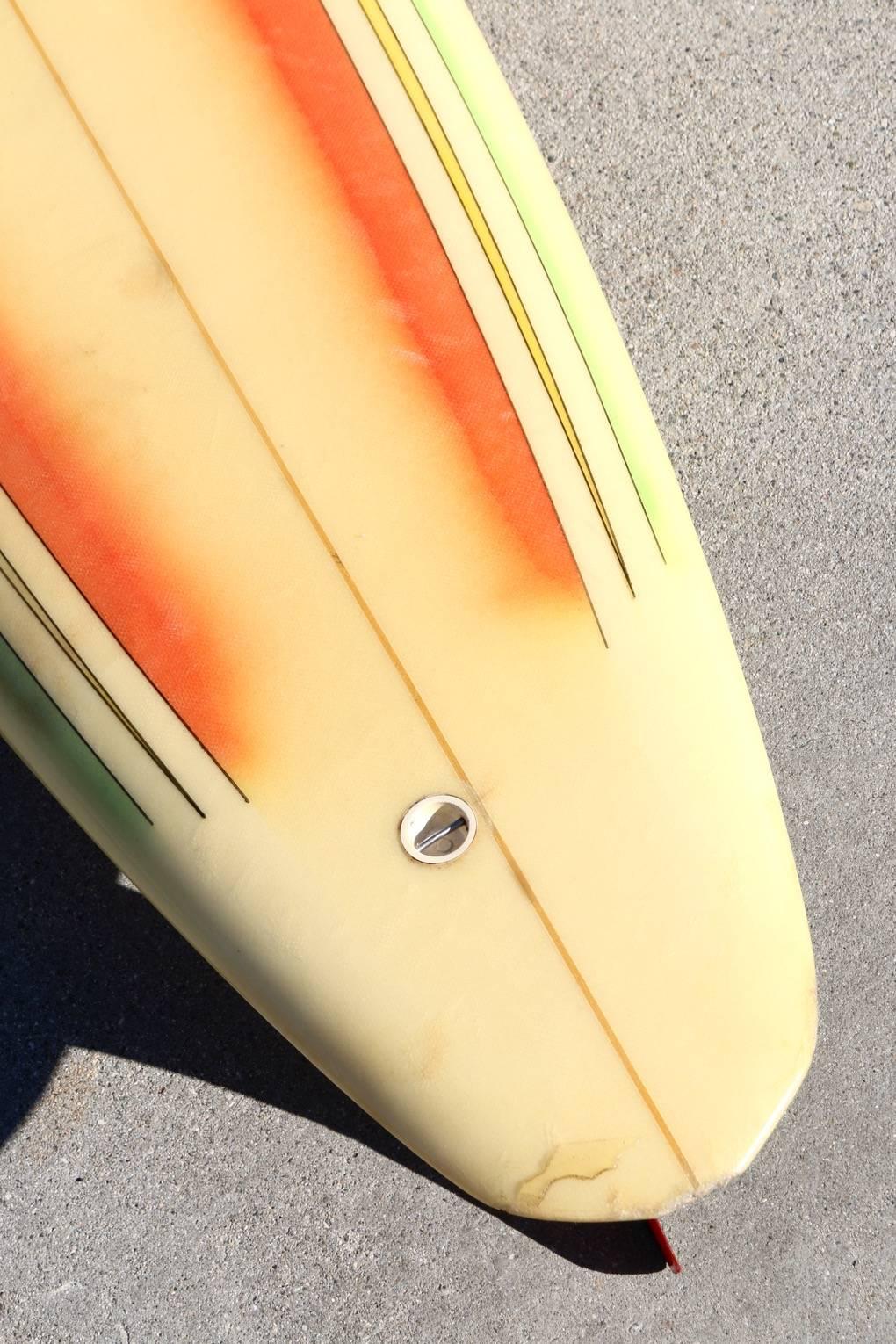 All Original Orange Airbrushed Lightning Bolt Surfboard, Hawaii Circa 1970s In Good Condition In Los Angeles, CA