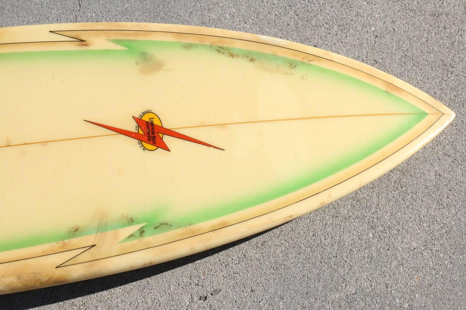 All Original Orange Airbrushed Lightning Bolt Surfboard, Hawaii Circa 1970s 4