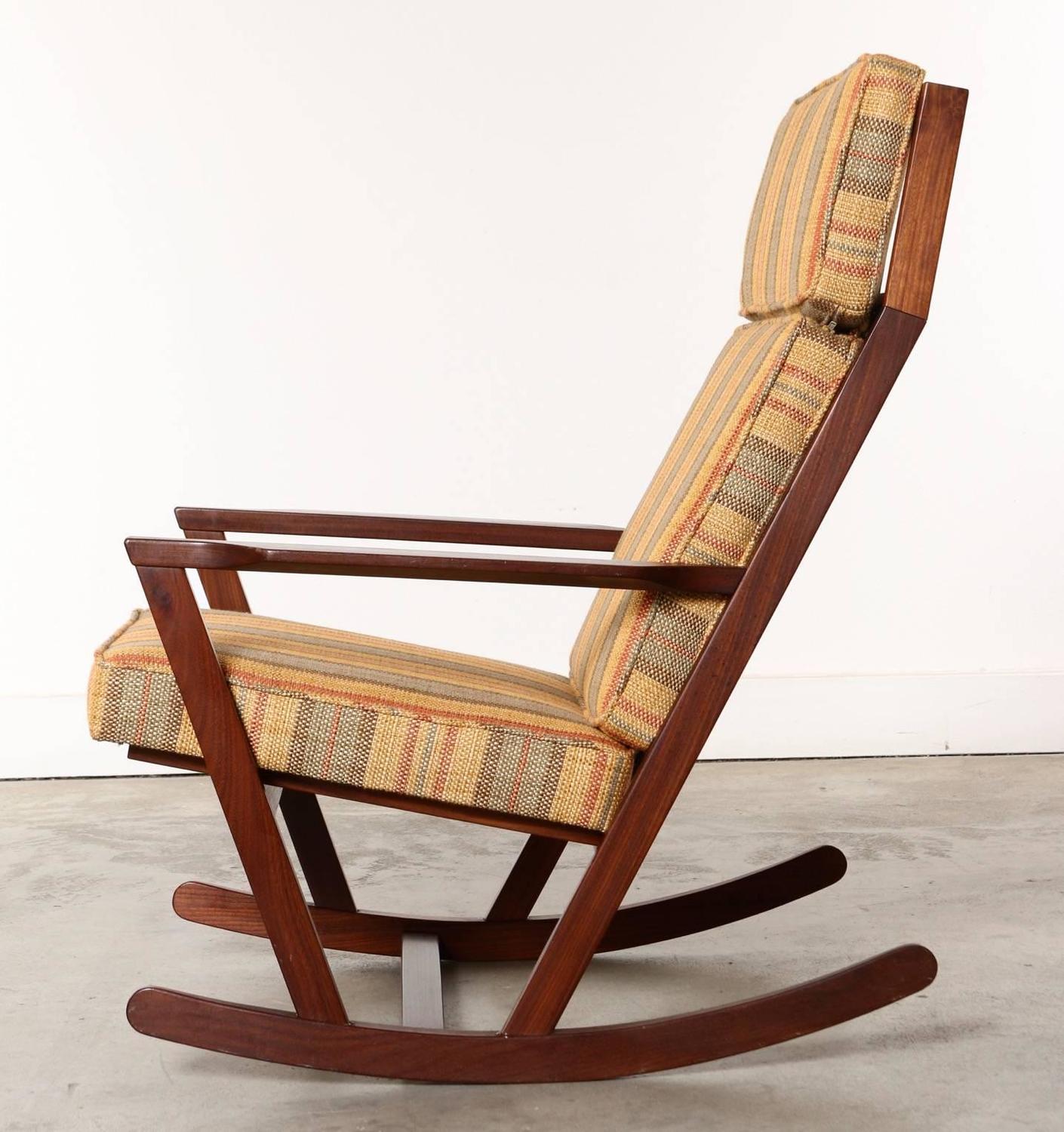 Danish Modern Wooden Rocking Chair with Cushions Designed ...