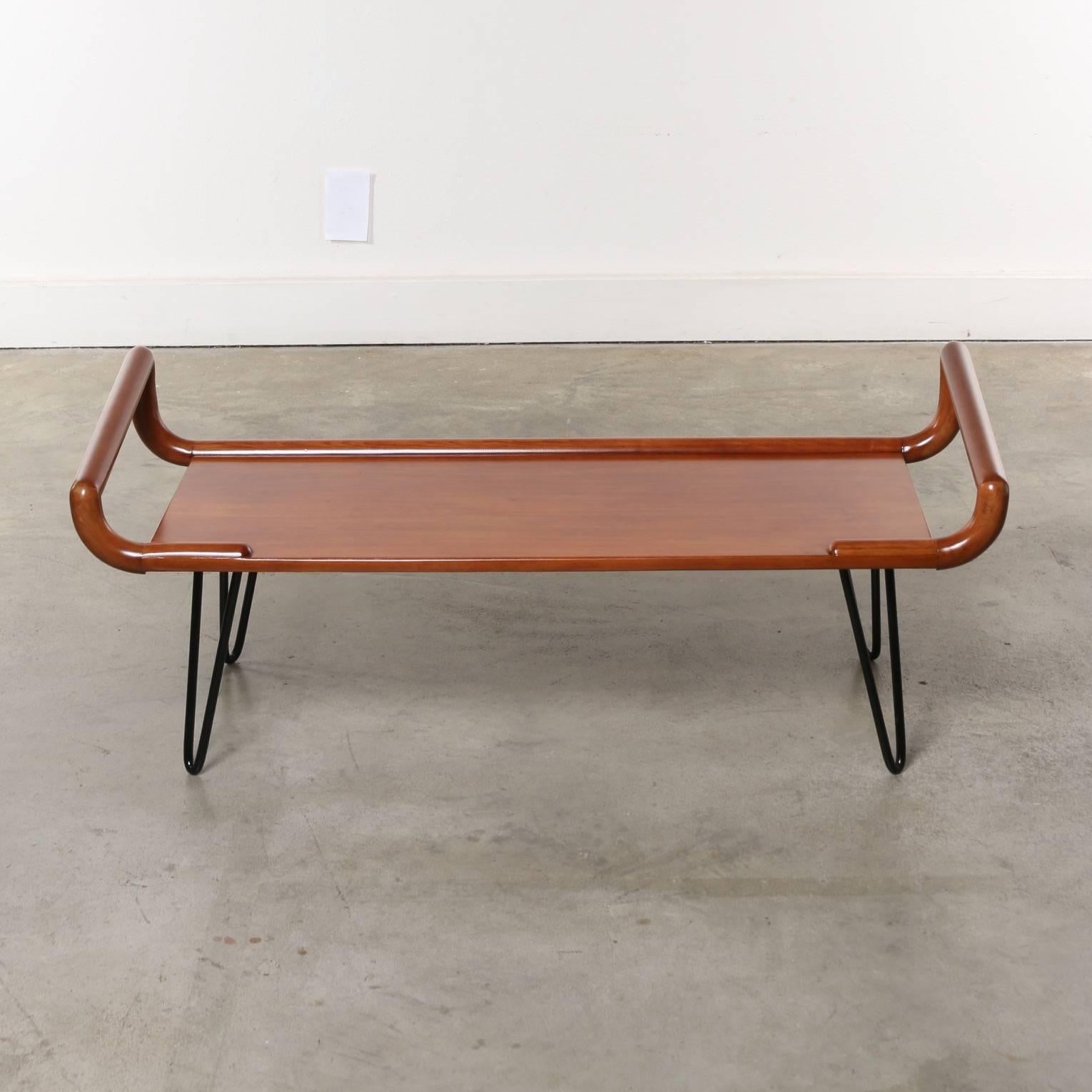 Midcentury Table or Bench with Hairpin Legs 1