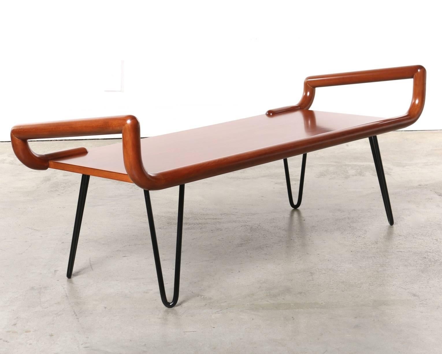 Midcentury Table or Bench with Hairpin Legs 2