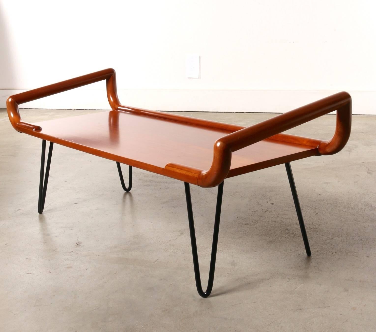 Midcentury Table or Bench with Hairpin Legs In Good Condition In Los Angeles, CA
