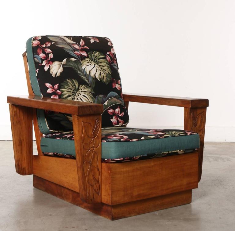 Pair of 1940s Hawaiian Koa Wood Club Chair at 1stdibs