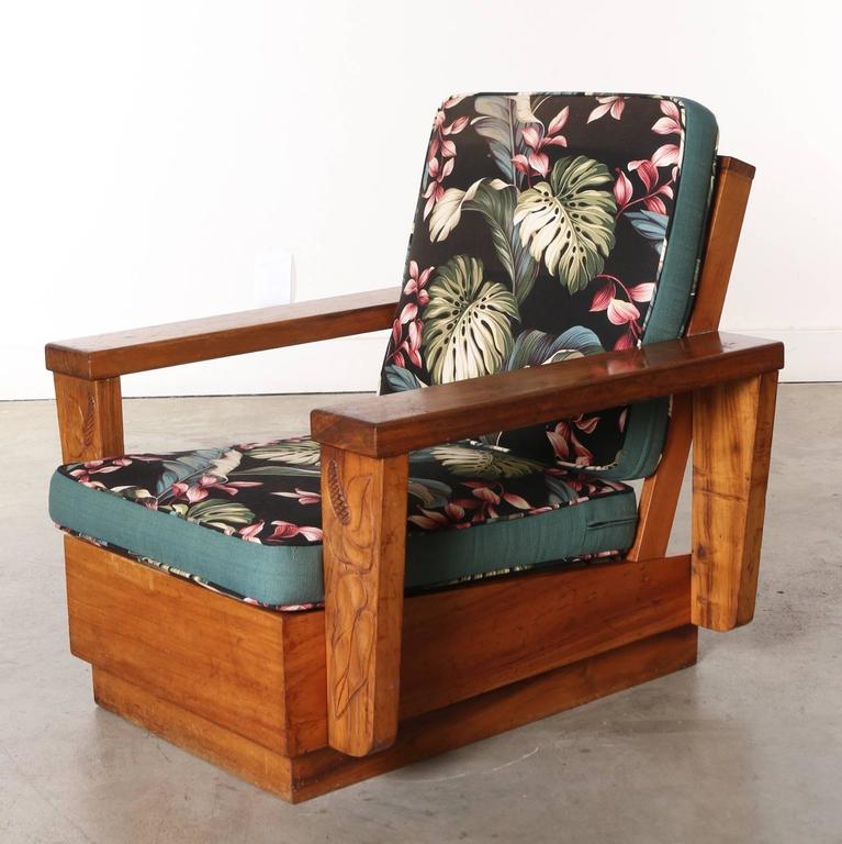 Pair of 1940s Hawaiian Koa Wood Club Chair at 1stdibs