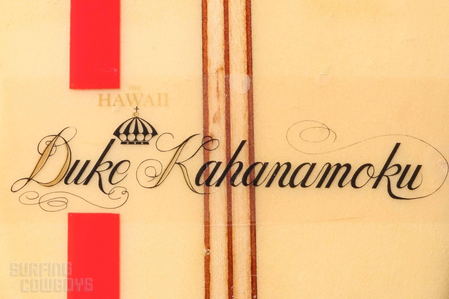 Fiberglass Original Duke Kahanamoku Longboard Surfboard with Red Stripes circa 1965  