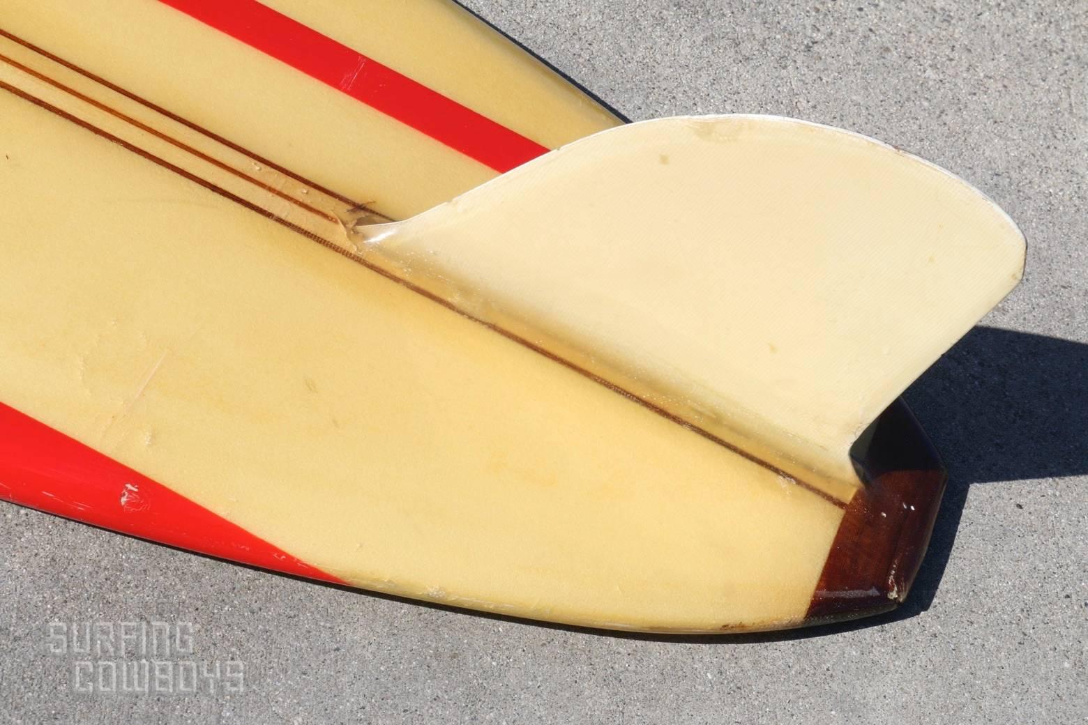 Mid-20th Century Original Duke Kahanamoku Longboard Surfboard with Red Stripes circa 1965  
