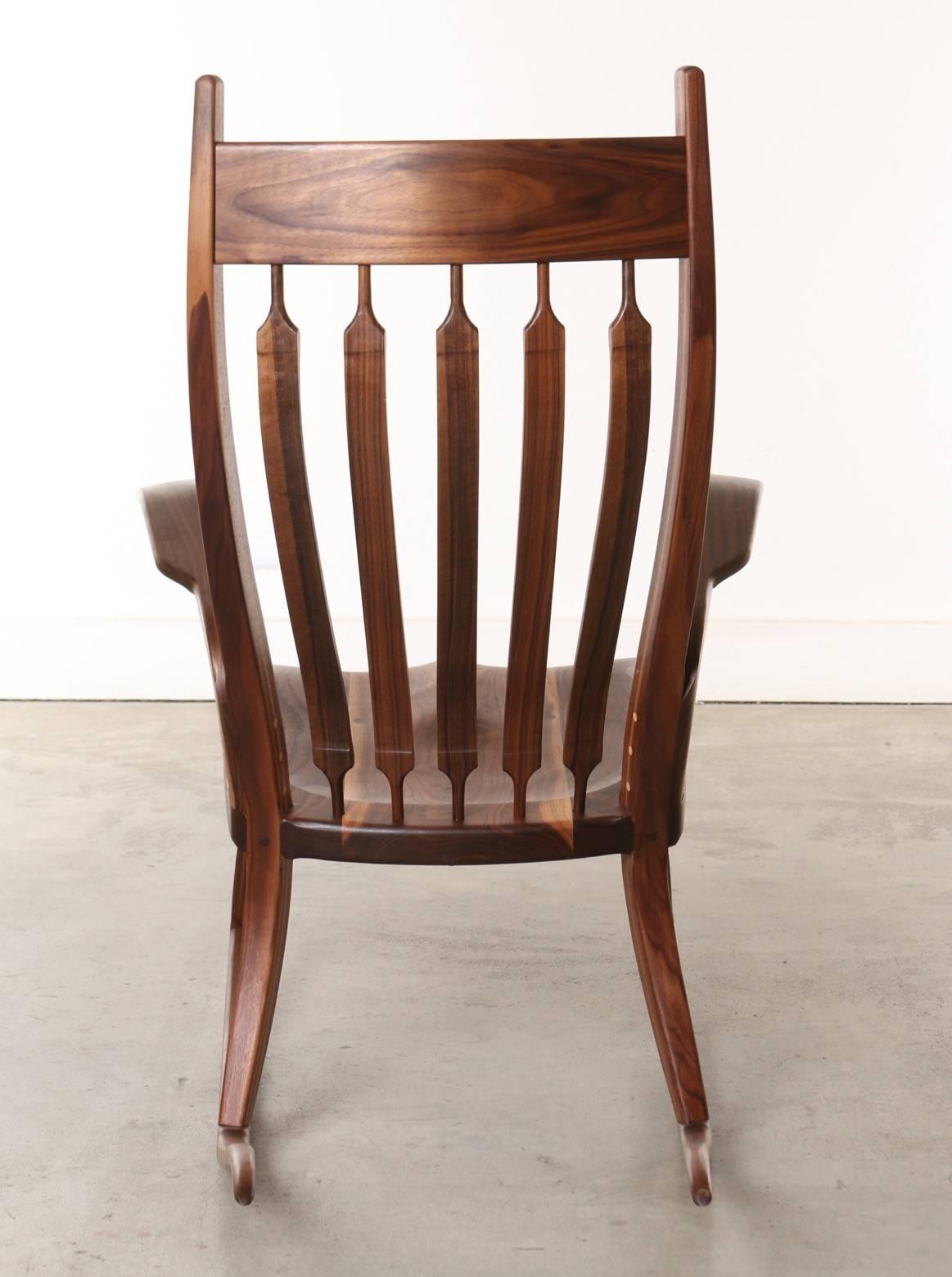 Woodwork California Craftsman Wooden Rocking Chair, Dark Walnut