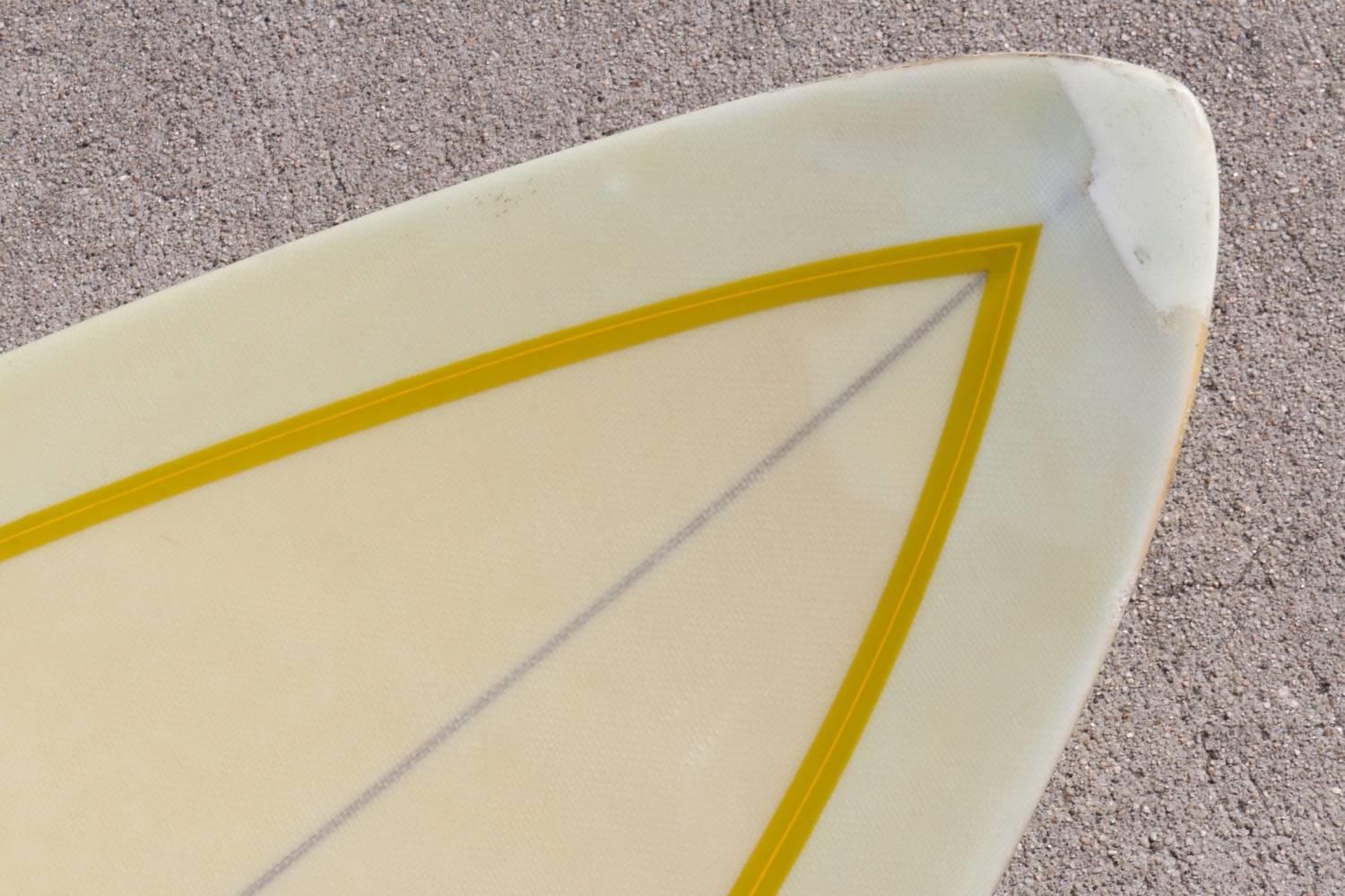Mid-20th Century Original clear deck Bing Foil Hawaii Surfboard with glassed in fin, circa 1965 For Sale