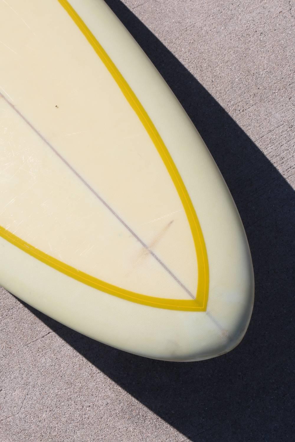 Fiberglass Original clear deck Bing Foil Hawaii Surfboard with glassed in fin, circa 1965 For Sale