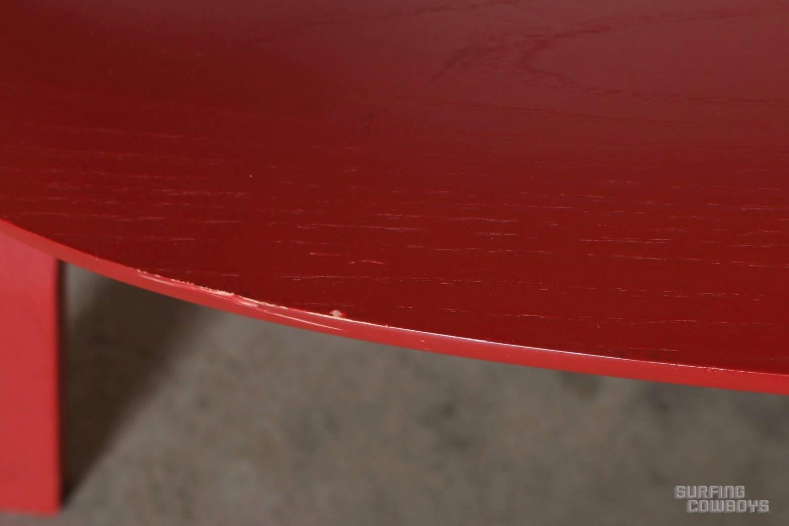 Mid-Century Modern Pair of Red Eames Molded Plywood Lounge Chair, LCW