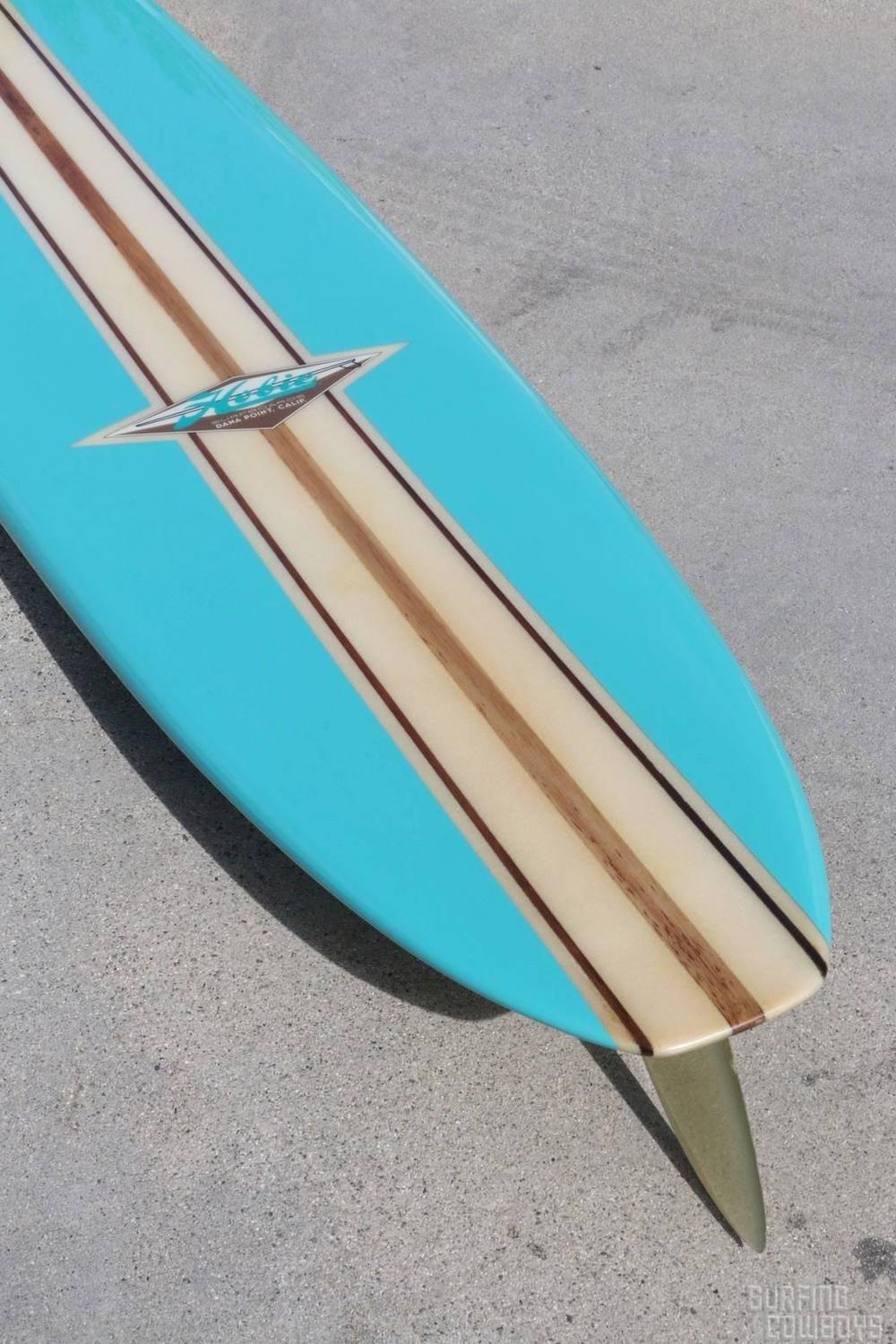 Early 1960s Three Decal Hobie Surfboard Fully Restored, Eggshell Blue at 1stdibs