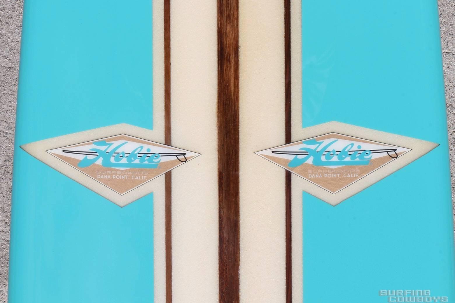 Early 1960s Three Decal Hobie Surfboard Fully Restored, Eggshell Blue 1