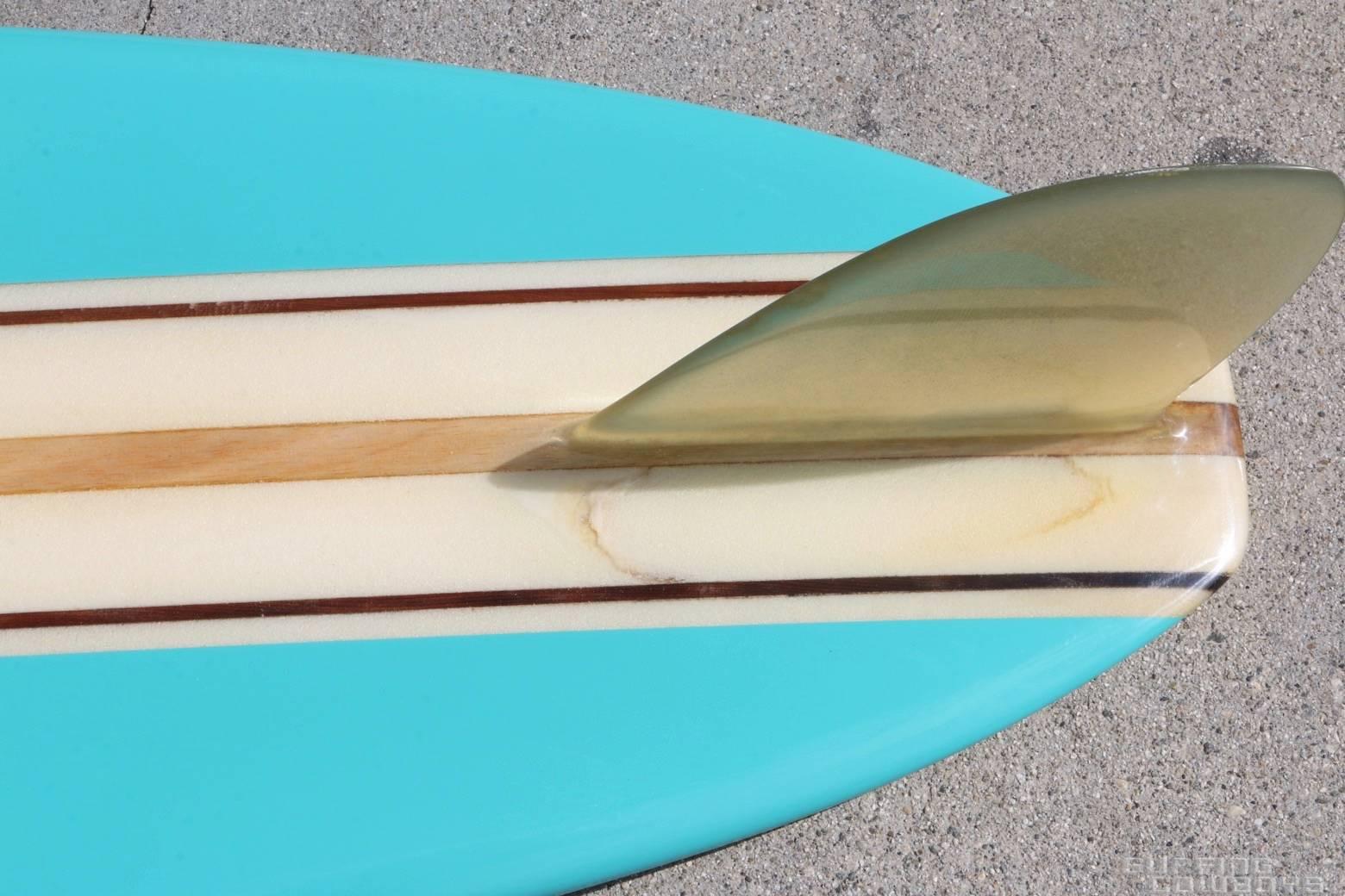 Early 1960s Three Decal Hobie Surfboard Fully Restored, Eggshell Blue 2