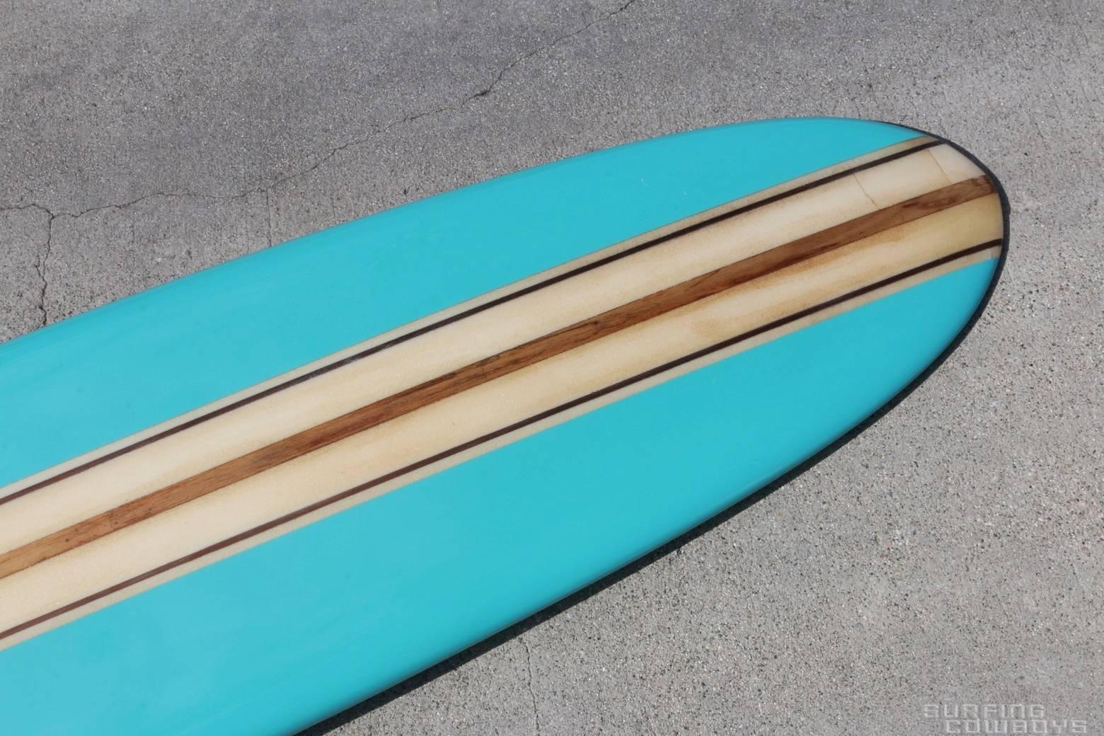 Early 1960s Three Decal Hobie Surfboard Fully Restored, Eggshell Blue 3