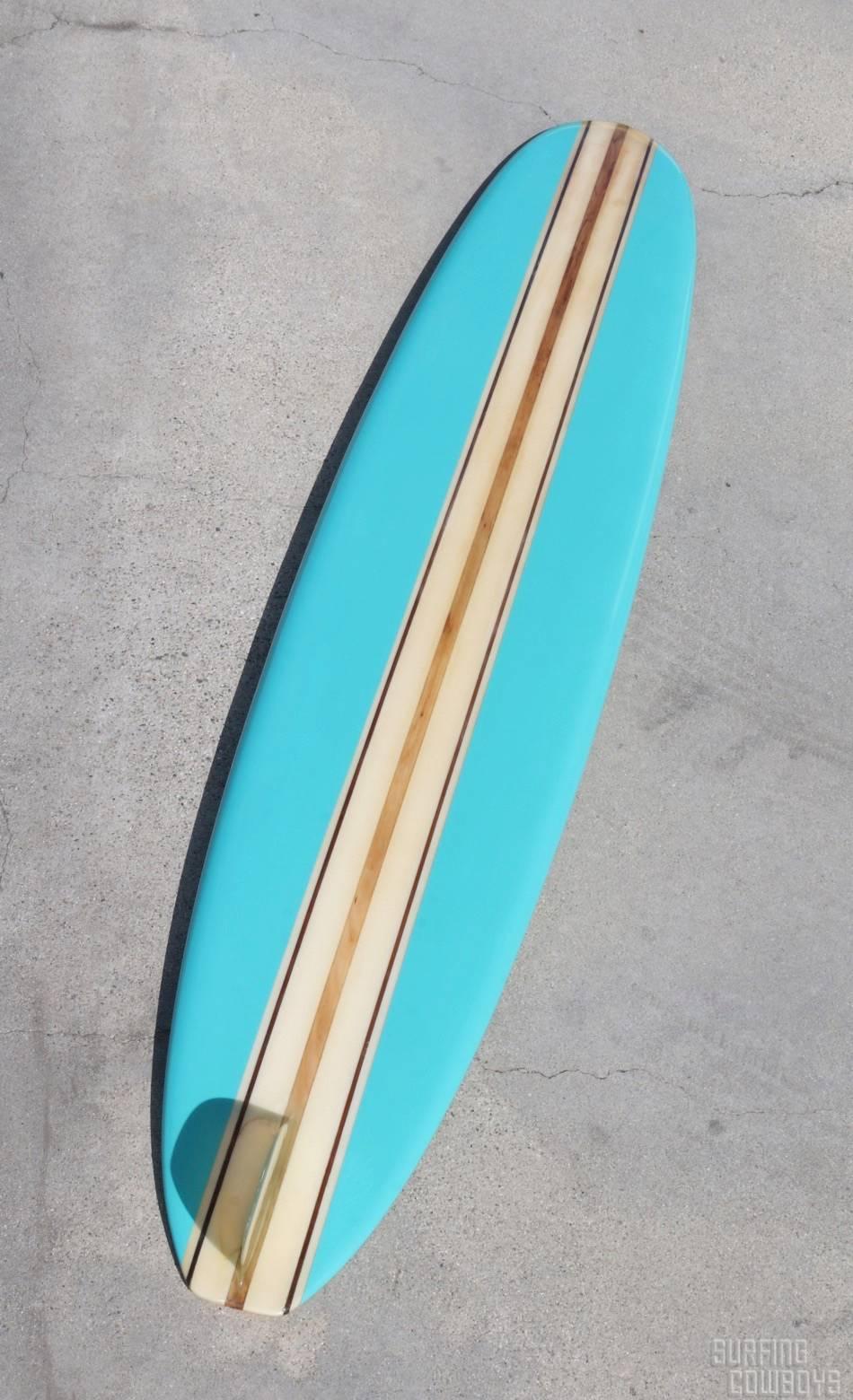 American Early 1960s Three Decal Hobie Surfboard Fully Restored, Eggshell Blue