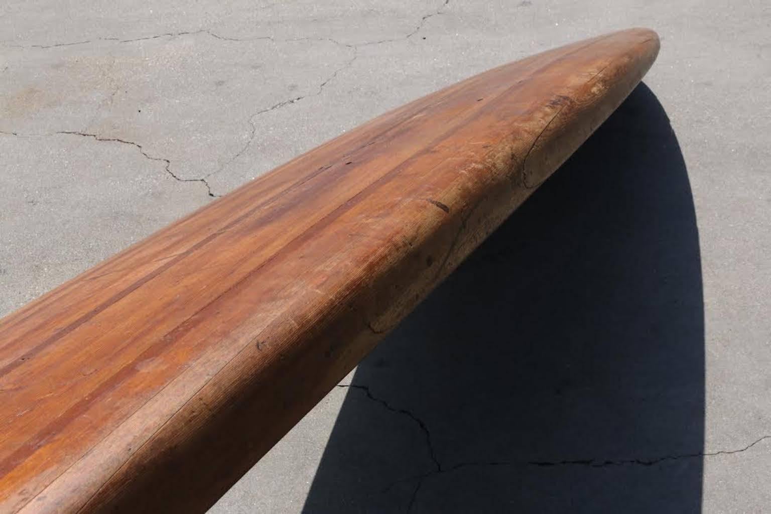 American Antique Wood Surfboard, 1935, All Original, Made in Los Angeles For Sale
