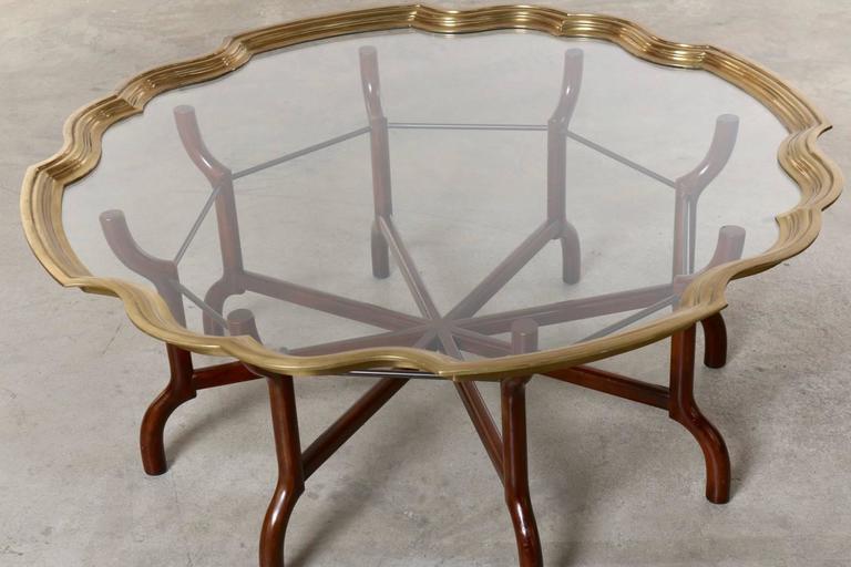 Baker Brass and Glass Round Tray Top Coffee Table at 1stdibs