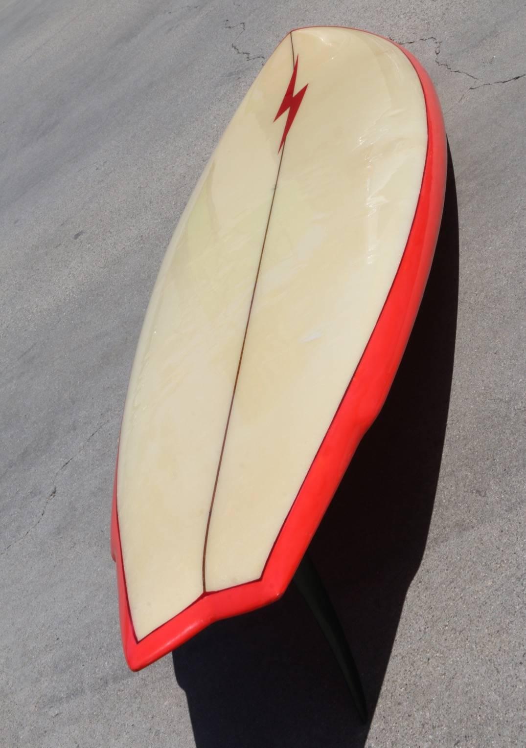 Mid-Century Modern Lightning Bolt Surfboard circa 1975 Shaped by Terry Martin