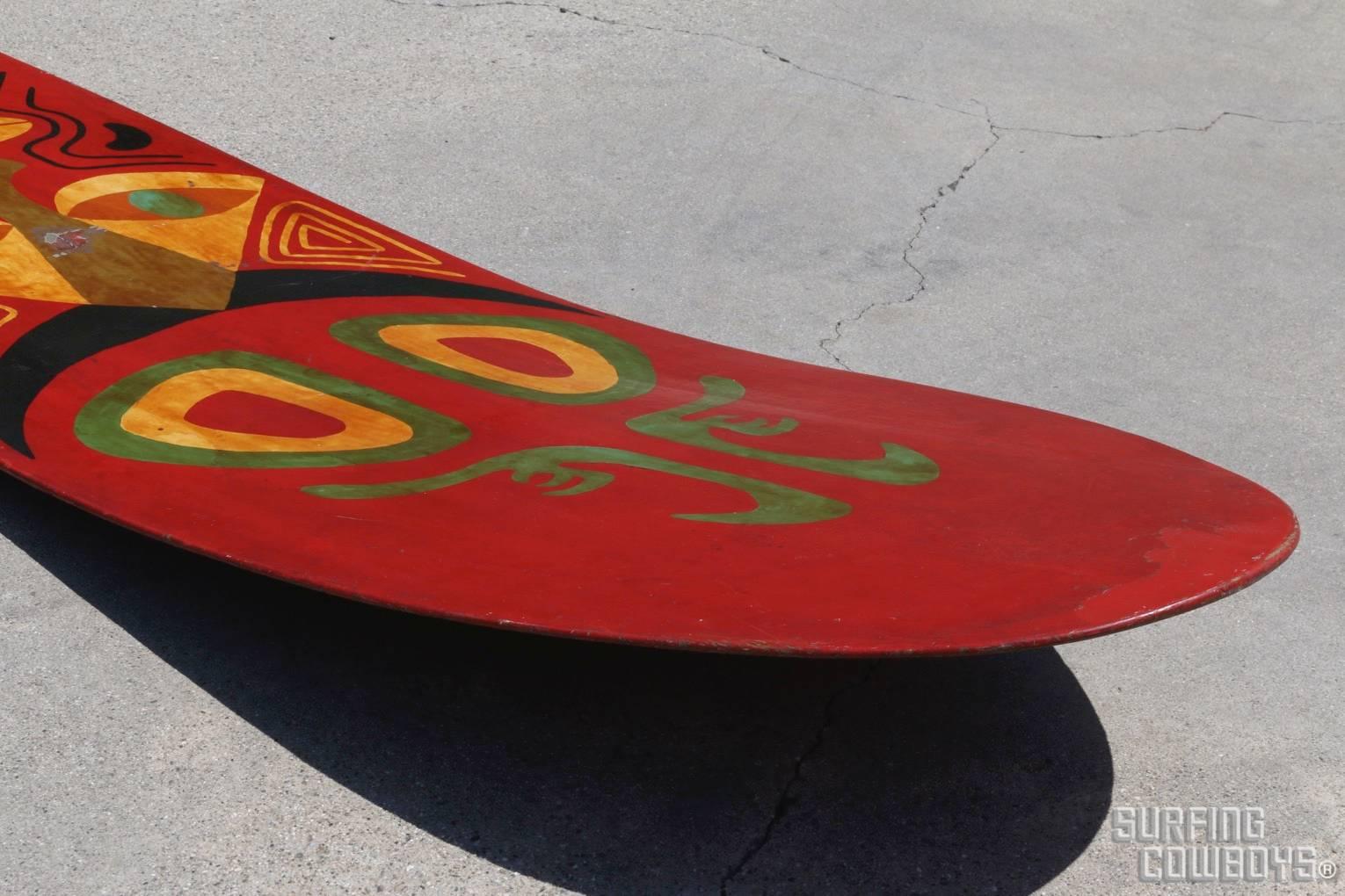 1920s Bentwood Surfboard with Original Painted Tiki Decoration In Excellent Condition For Sale In Los Angeles, CA