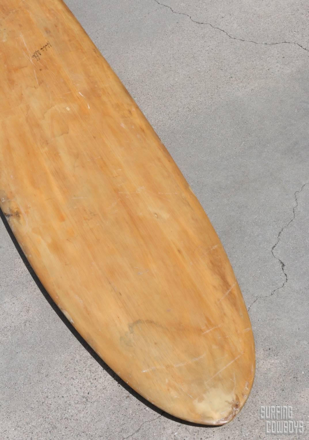 Balsa Wood Surfboard, Circa 1950, All Original, Signed by Hobie Alter In Good Condition For Sale In Los Angeles, CA