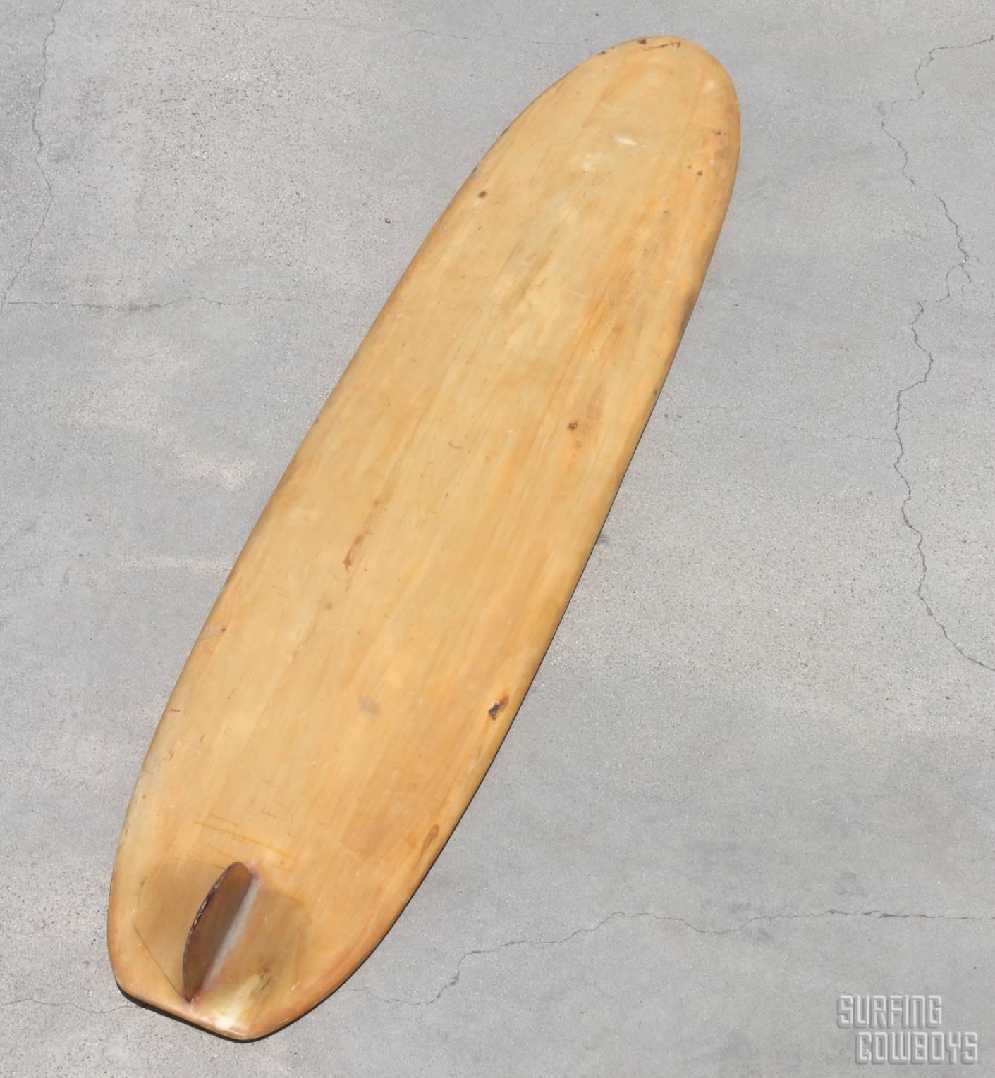 Mid-Century Modern Balsa Wood Surfboard, Circa 1950, All Original, Signed by Hobie Alter For Sale