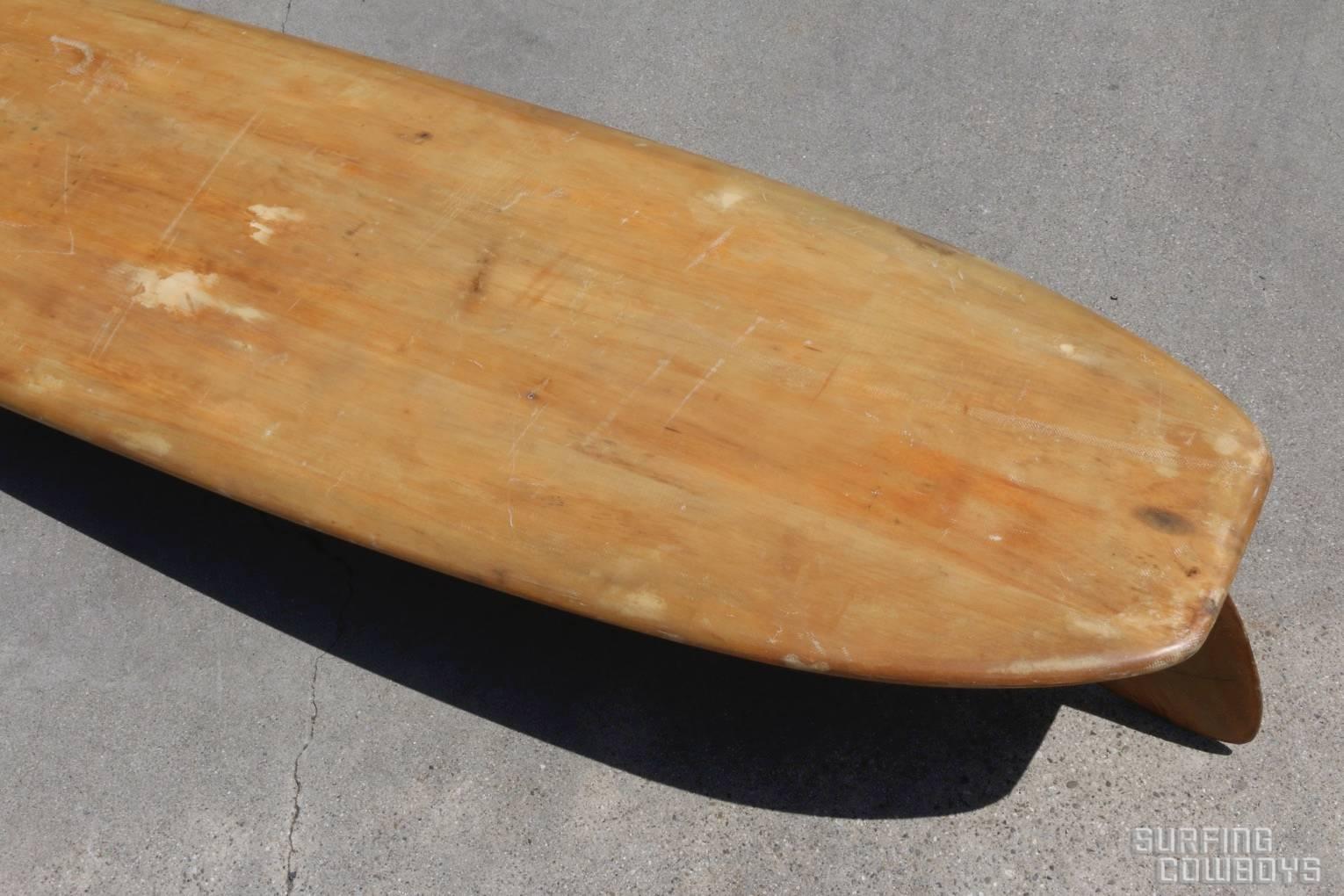Mid-20th Century Balsa Wood Surfboard, Circa 1950, All Original, Signed by Hobie Alter For Sale