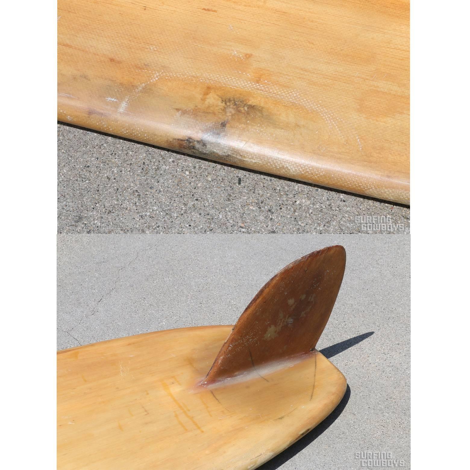 Balsa Wood Surfboard, Circa 1950, All Original, Signed by Hobie Alter For Sale 1