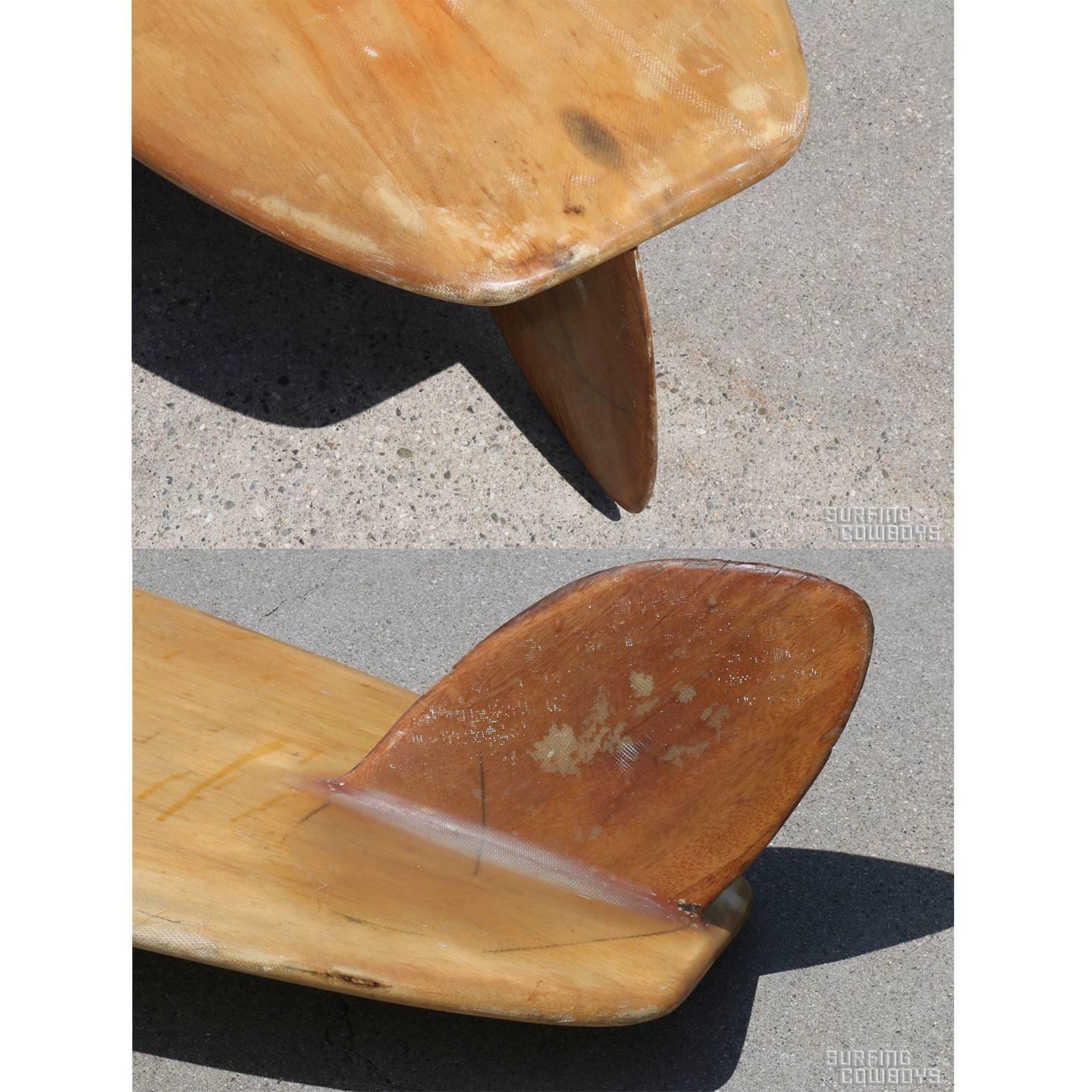 Balsa Wood Surfboard, Circa 1950, All Original, Signed by Hobie Alter For Sale 2