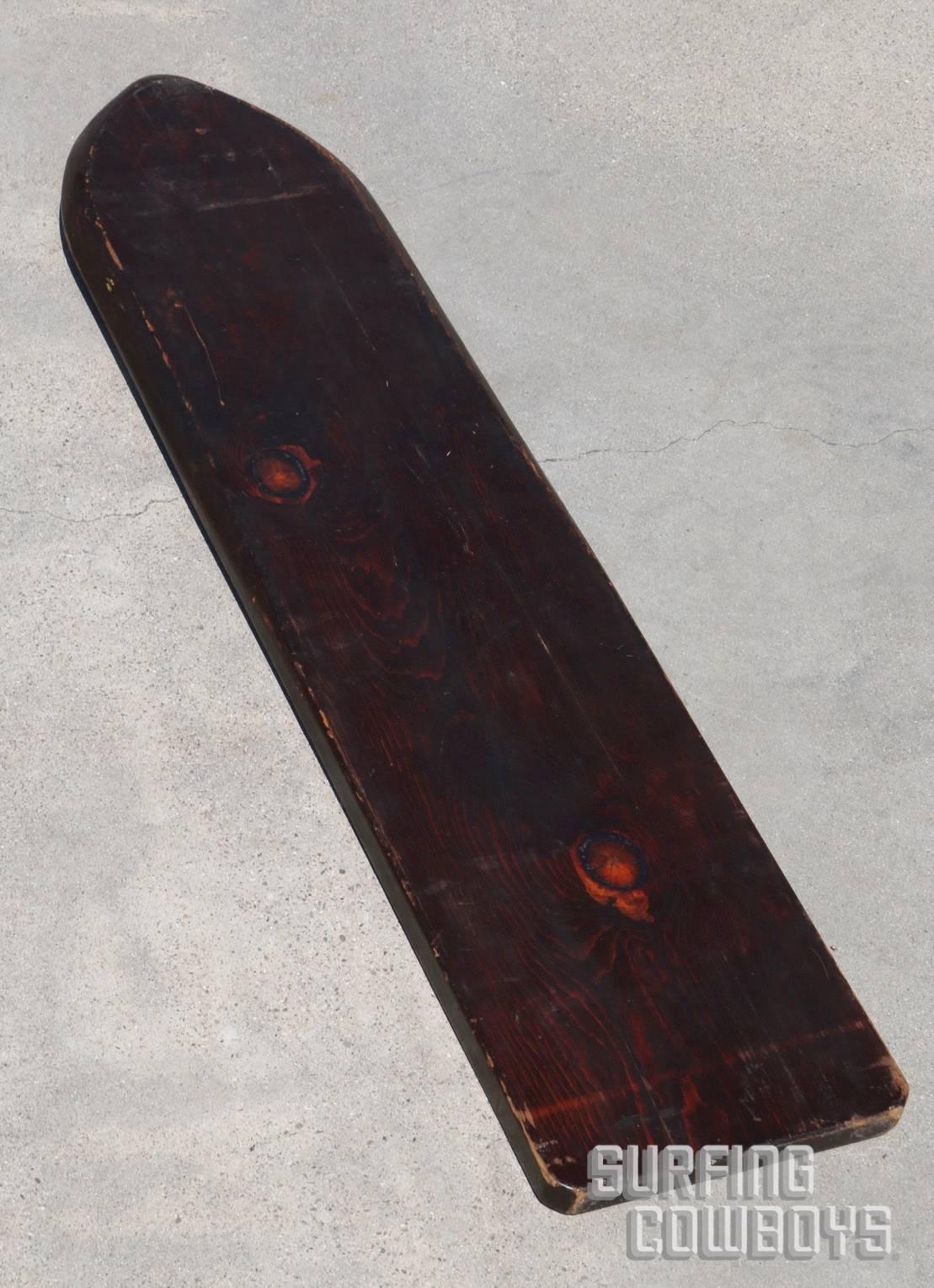 American Solid Wood Surfboard, circa 1920s, Hand Shaped, All Original  For Sale