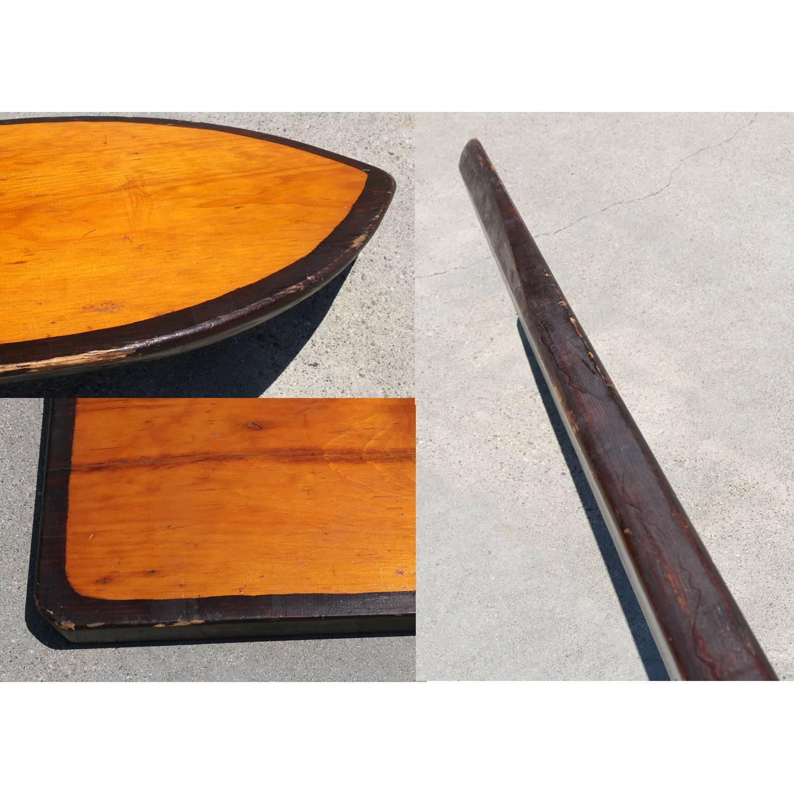 Solid Wood Surfboard, circa 1920s, Hand Shaped, All Original  For Sale 1