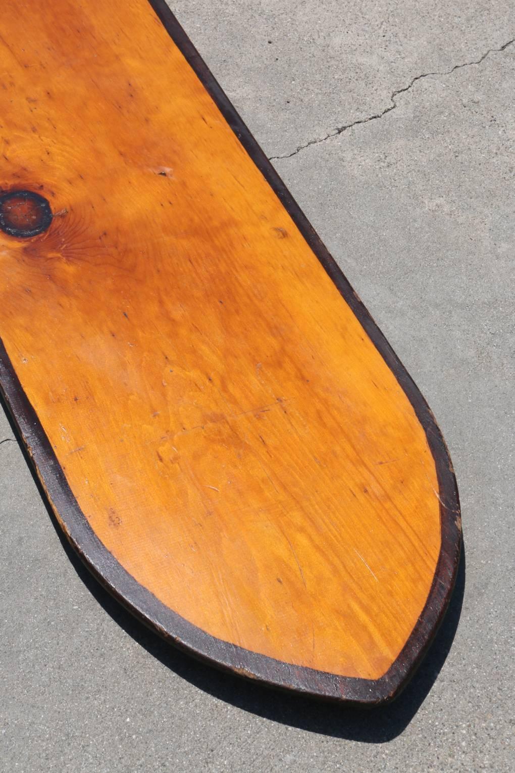 Solid Wood Surfboard, circa 1920s, Hand Shaped, All Original  In Good Condition For Sale In Los Angeles, CA