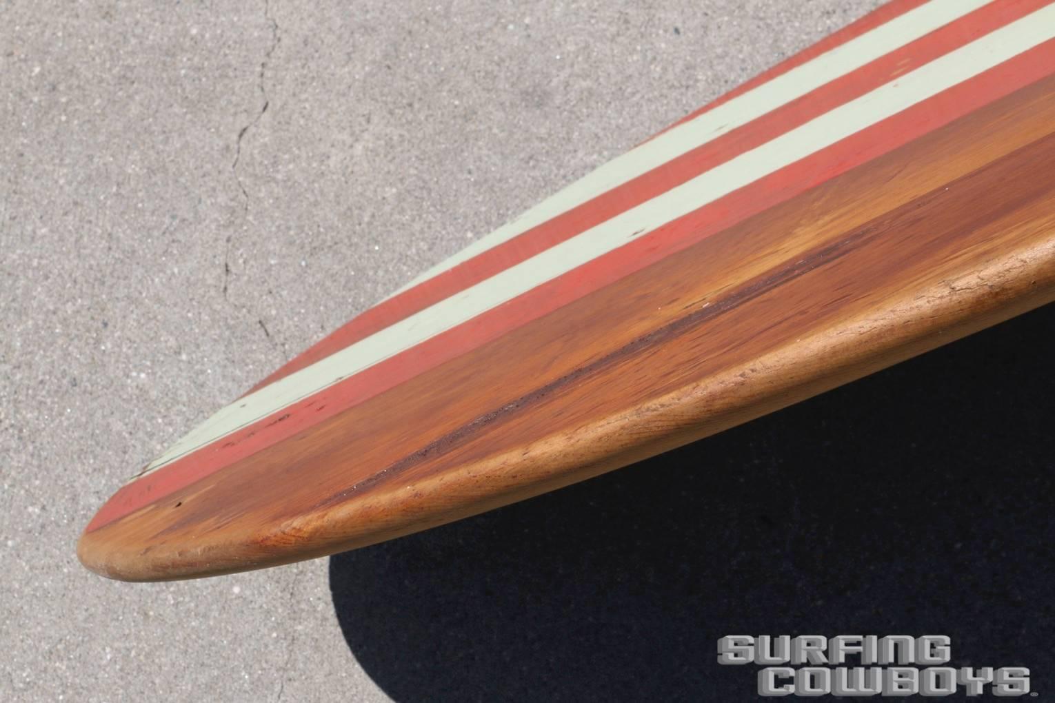 Wooden Surfboard with Stripes, All Original, Circa 1930s In Good Condition For Sale In Los Angeles, CA