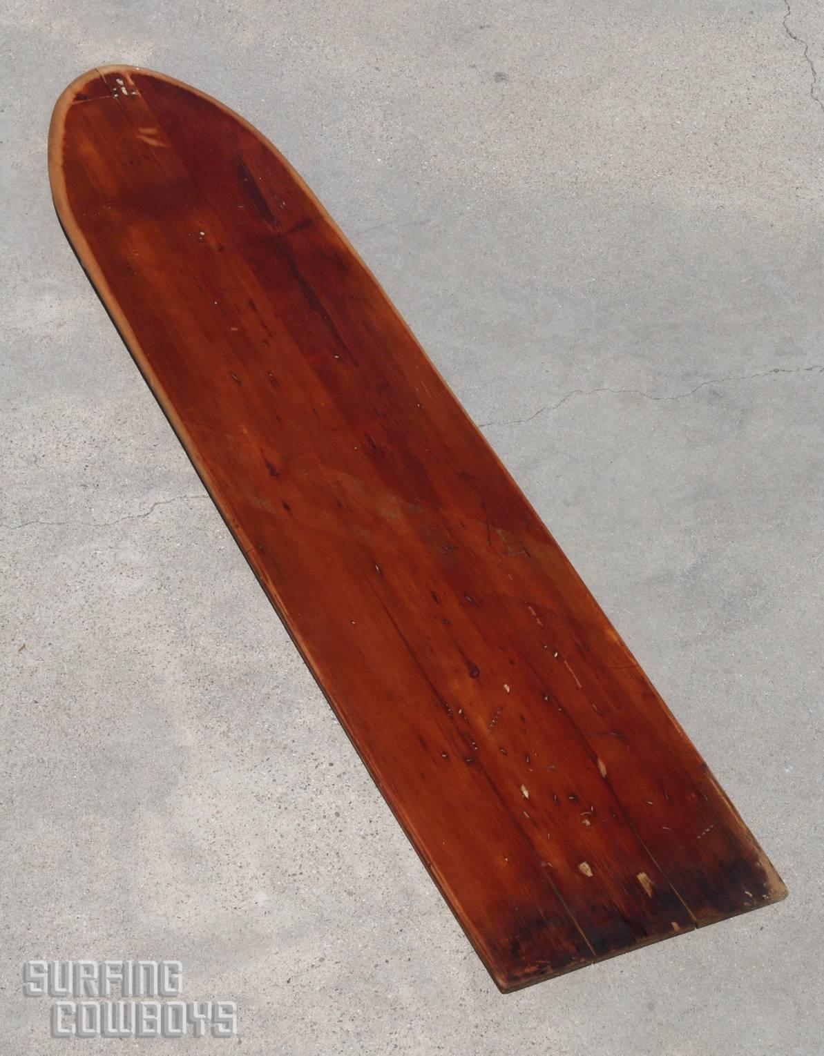 Wooden Surfboard with Stripes, All Original, Circa 1930s For Sale 1