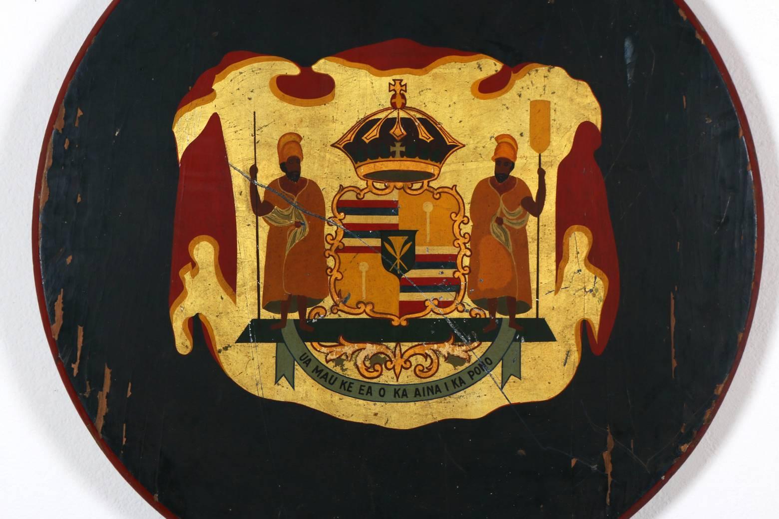 American Hawaii Royal Crest Plaque, All Original Rare Collectible, circa 1890s-1920s For Sale