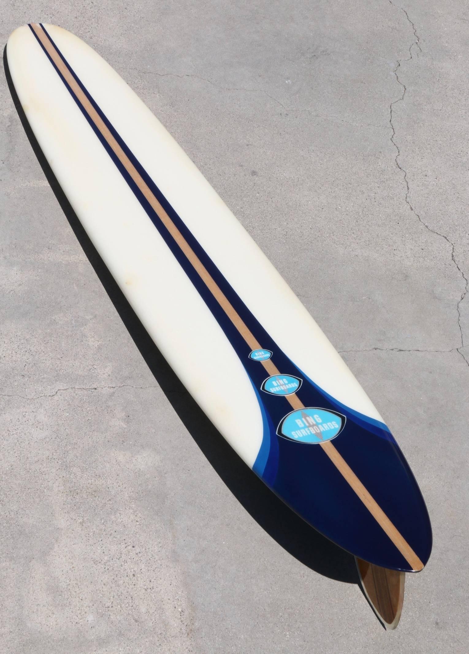 American 1963 Fully Restored Bing Surfboard, California, Blue, White
